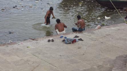 Locals bathing in the River