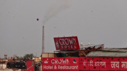 Industrual city kite flying