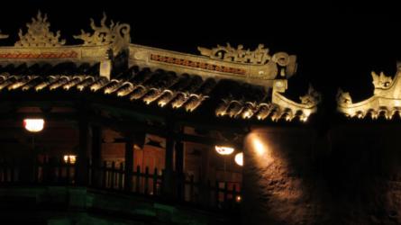 Japanese Covered Bridge at Night