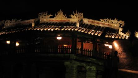 Japanese Covered Bridge at Night